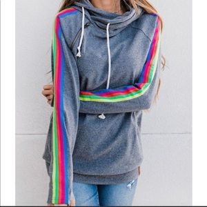 SOLD Ampersand Avenue Rainbow Sleeve Hoodie